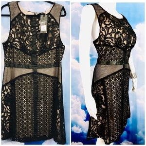 SOLD ‼️ Illusion Dress Black & Tan Exposed Zipper